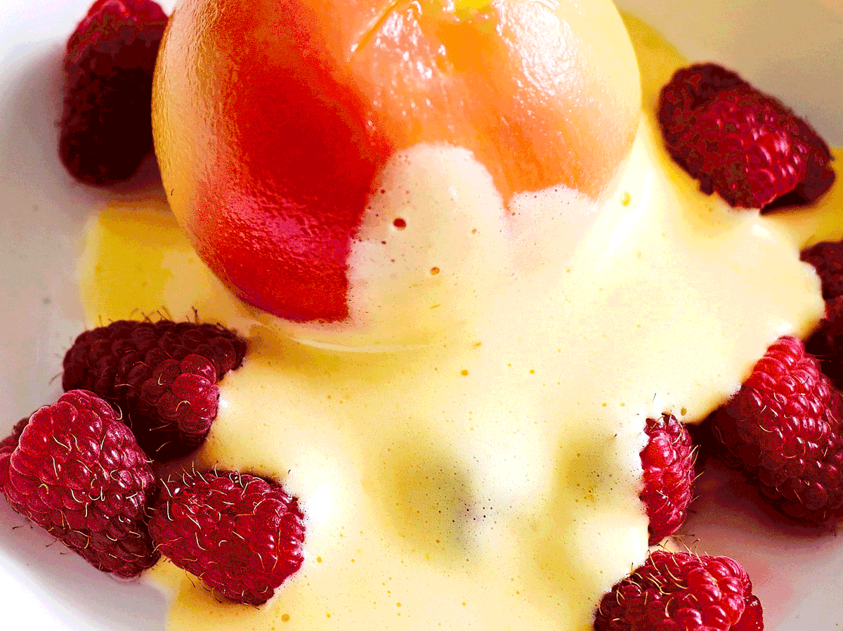 Prosecco-Zabaione „Peach Melba Style“ Rezept