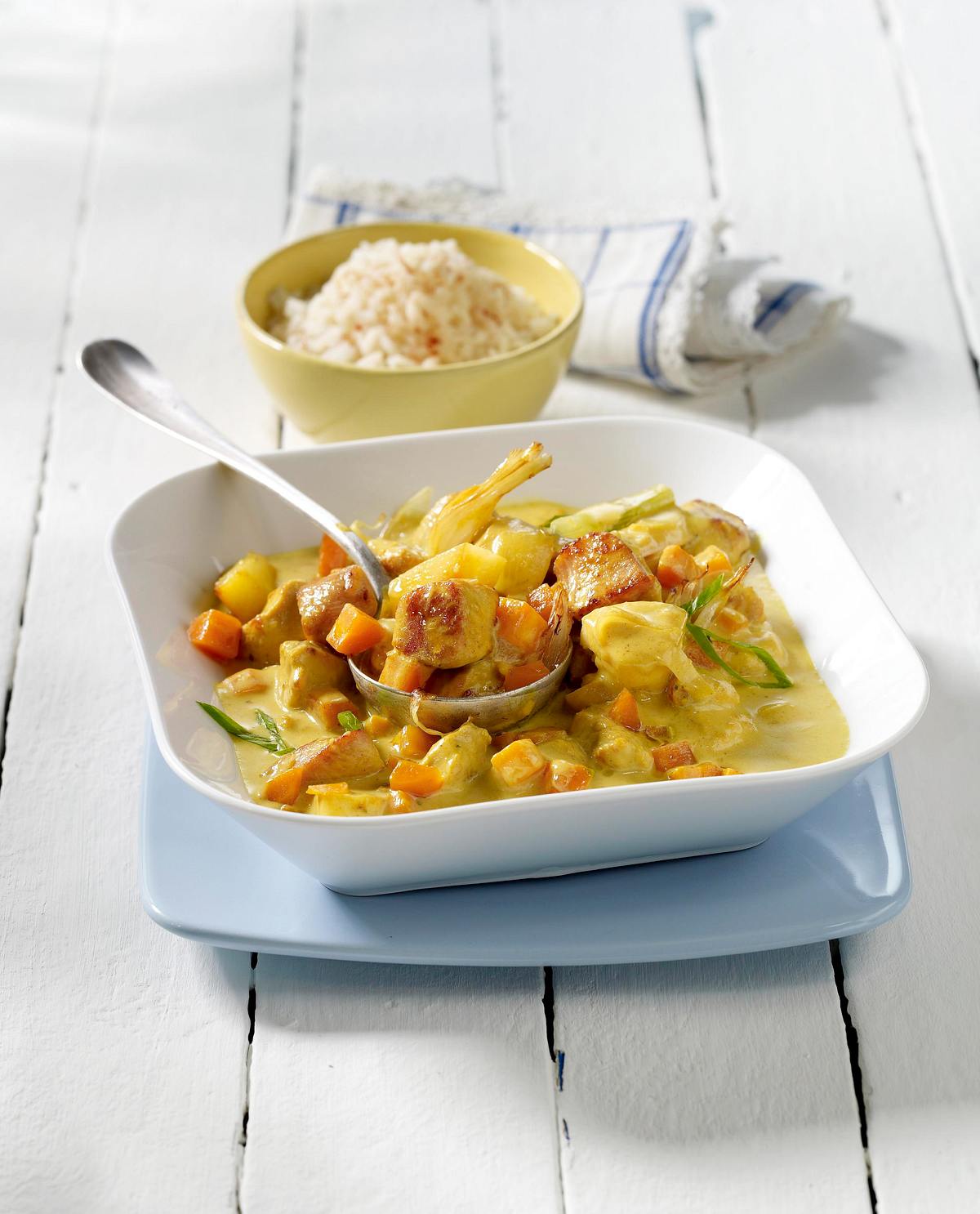 Puten-Curry-Gulasch mit Reis Rezept