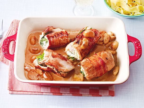 Puten-Rouladen mit Spinat-Frischkäse-Füllung Rezept