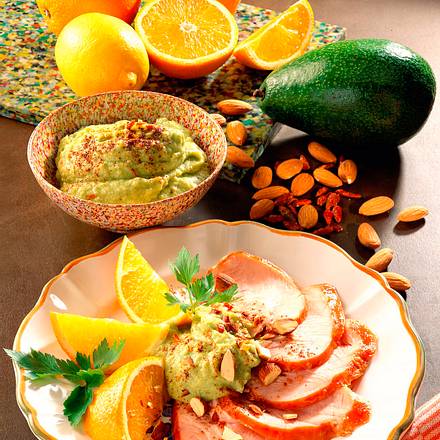 Putenaufschnitt mit Avocadodip Rezept Putenaufschnitt mit Avocadodip Rezept