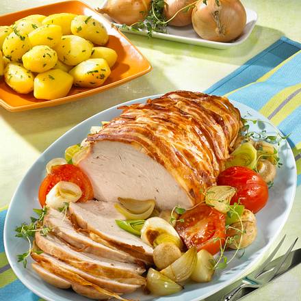 Putenbraten im Speckmantel Rezept Putenbraten im Speckmantel Rezept