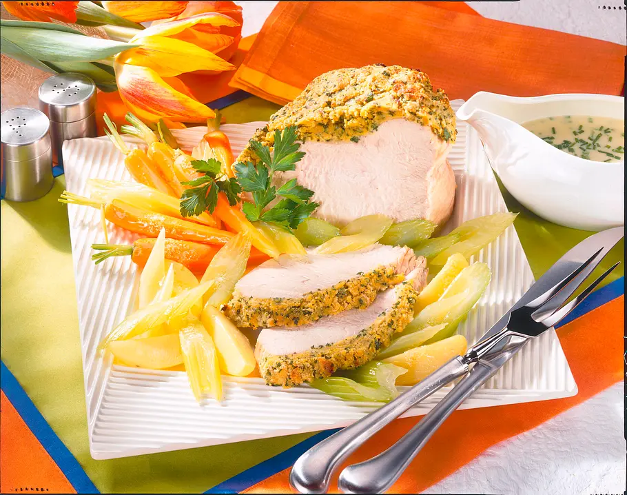 Putenbrust mit Kräuter-Senfkruste Rezept Putenbrust mit Kräuter-Senfkruste Rezept