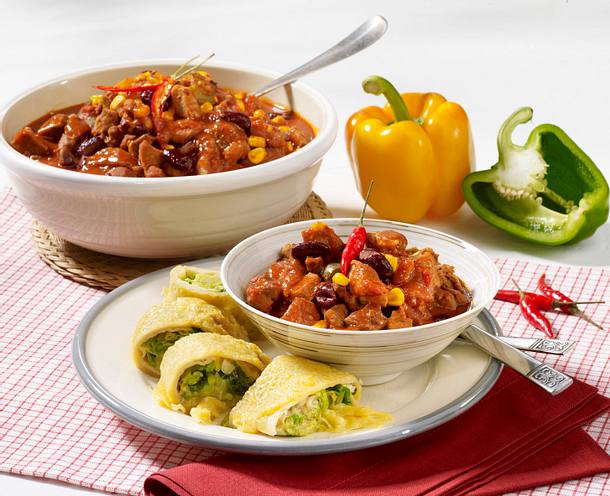 Putenchili mit Tortillarollen Rezept Putenchili mit Tortillarollen Rezept
