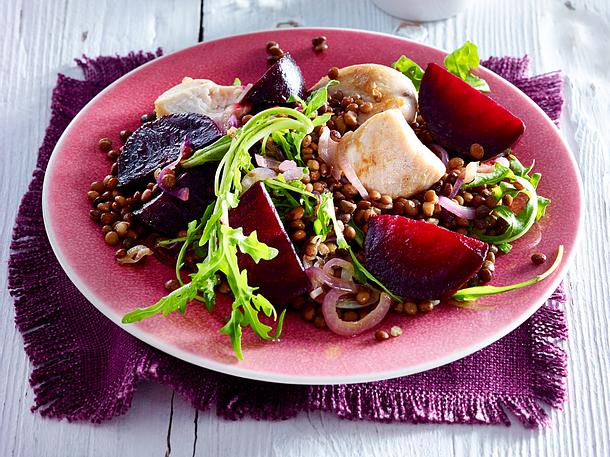 Putenpfanne mit Roter Bete und Linsen Rezept