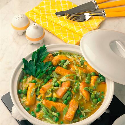 Putengeschnetzeltes mit Erbsen und Salat Rezept Putengeschnetzeltes mit Erbsen und Salat Rezept