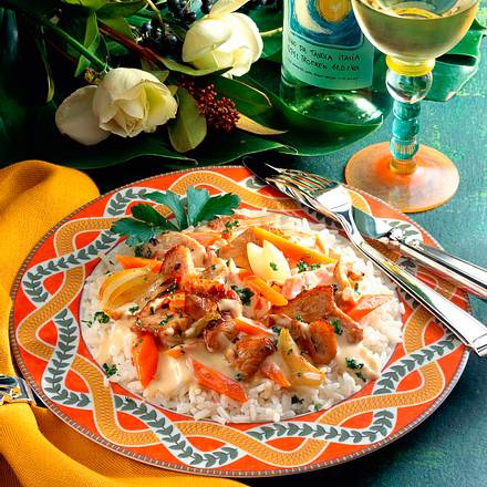 Putengeschnetzeltes mit Reis Rezept