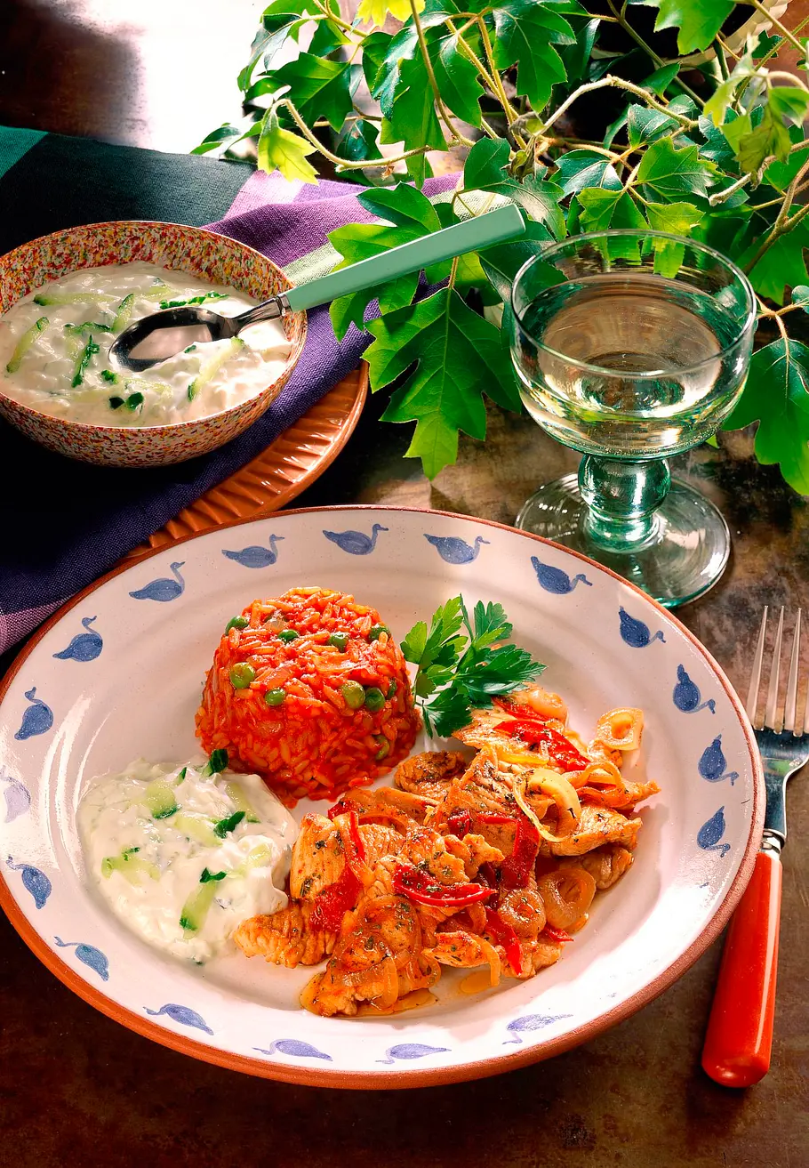 Putengiros mit Tomatenreis Rezept Putengiros mit Tomatenreis Rezept