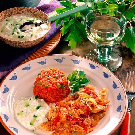 Putengiros mit Tomatenreis Rezept Putengiros mit Tomatenreis Rezept