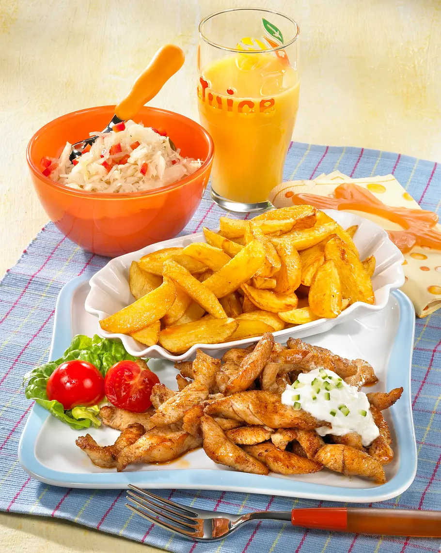 Putengyros mit Kartoffelspalten Rezept