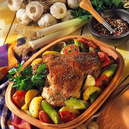 Putenoberkeule mit Schmorgemüse Rezept
