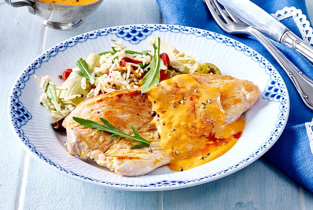 Putenschnitzel mit Blitz-Reispfanne Rezept