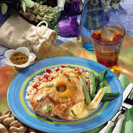 Putenschnitzel Hawaii mit Erdnussreis Rezept Putenschnitzel Hawaii mit Erdnussreis Rezept