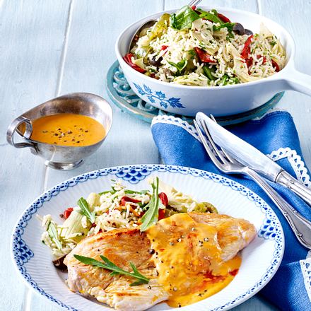 Putenschnitzel mit Blitz-Reispfanne Rezept