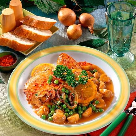 Putenschnitzel mit Erbsen & Pilzen Rezept