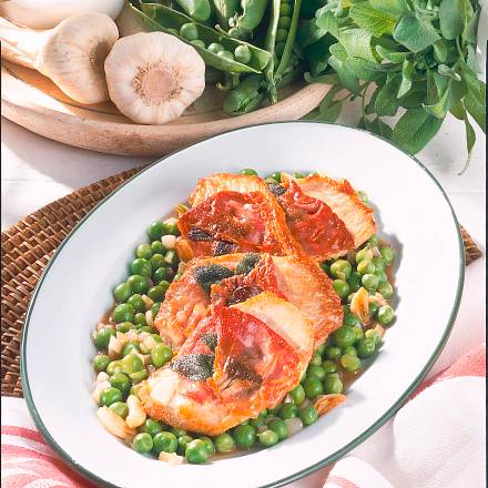 Putenschnitzel mit jungen Erbsen Rezept