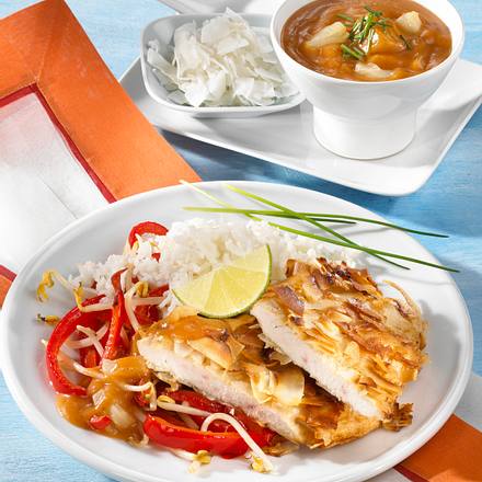 Putenschnitzel mit Kokos-Panade Rezept Putenschnitzel mit Kokos-Panade Rezept