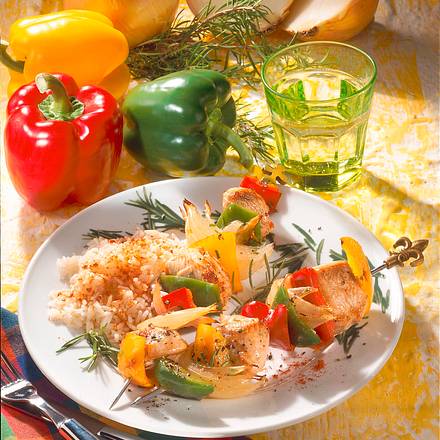Putenspieße mit Paprika Rezept