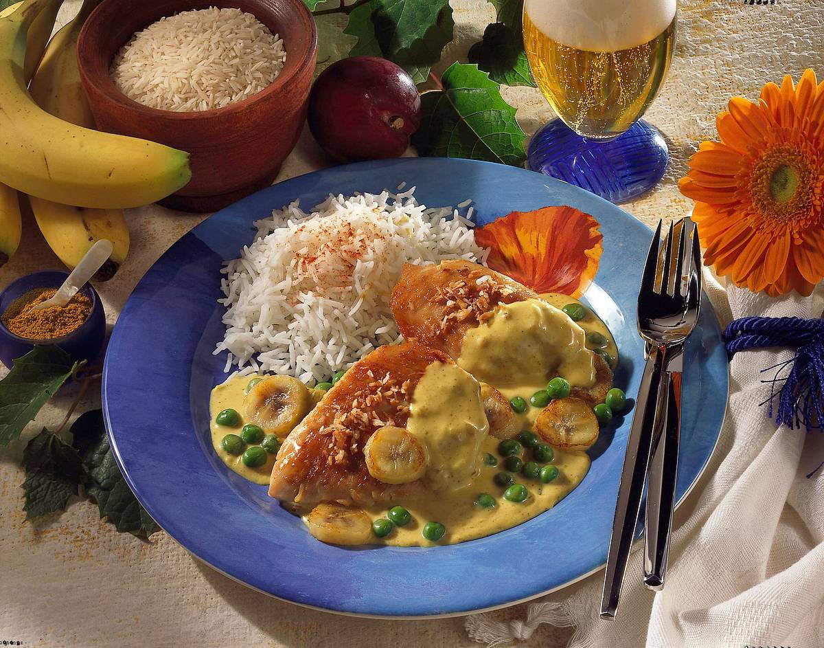 Putensteaks in Bananen-Curry-Creme Rezept