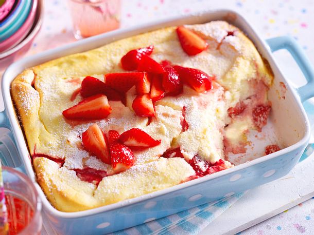 Quark-Grieß-Auflauf mit Erdbeeren Rezept