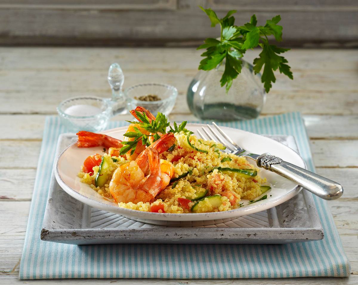 Quinoa-Salat mit Shrimps Rezept