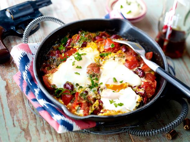 Ranchero-Pfanne mit Bohnen und Ei Rezept