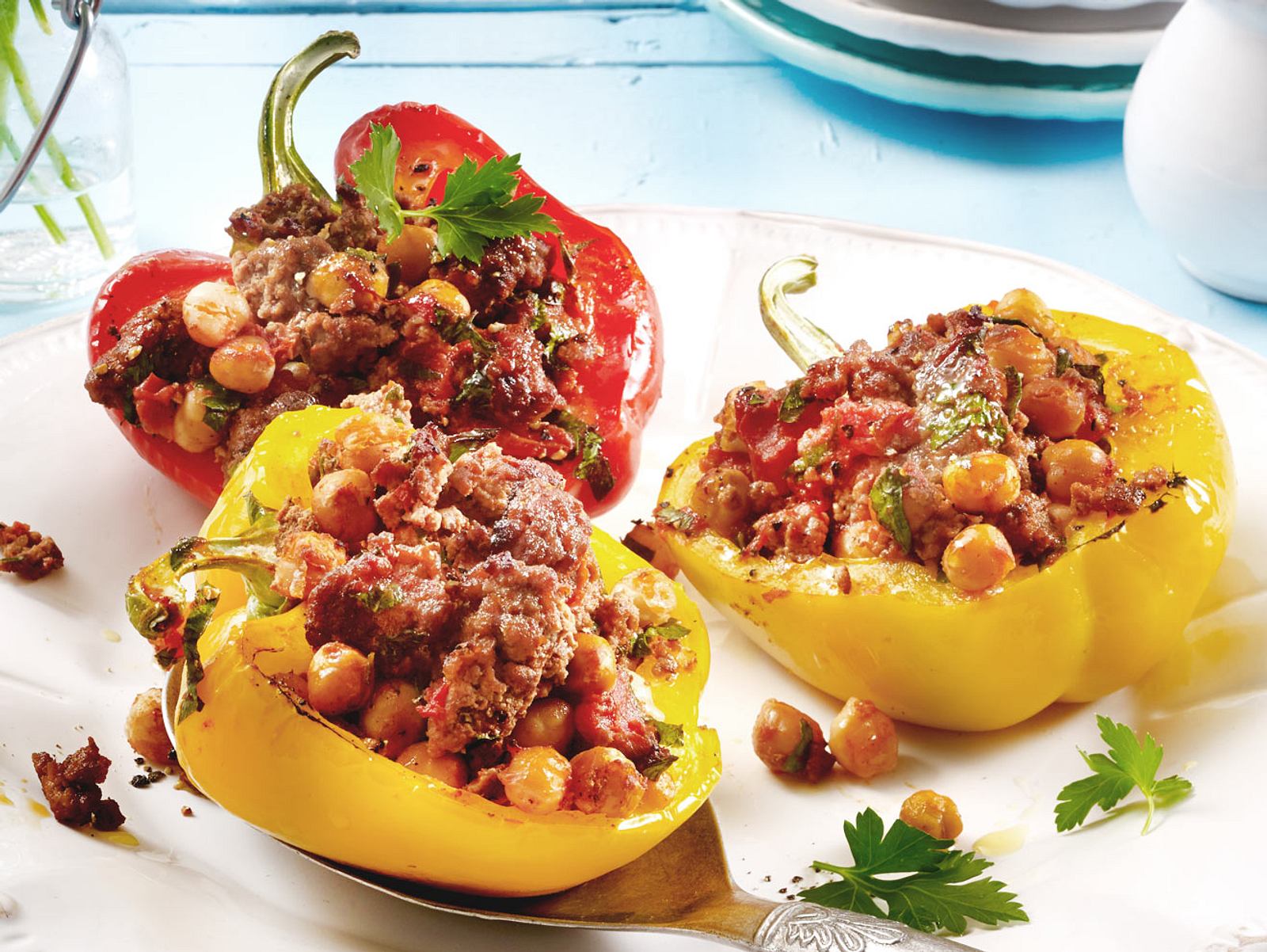Ratzfatz gefllte Paprika mit Hack und Kichererbsen Rezept