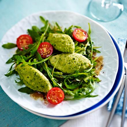 Raukesalat mit Rauke-Grieß-Nockerln Rezept Raukesalat mit Rauke-Grieß-Nockerln Rezept