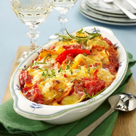 Ravioli-Auflauf mit dreierlei Käse Rezept Ravioli-Auflauf mit dreierlei Käse Rezept