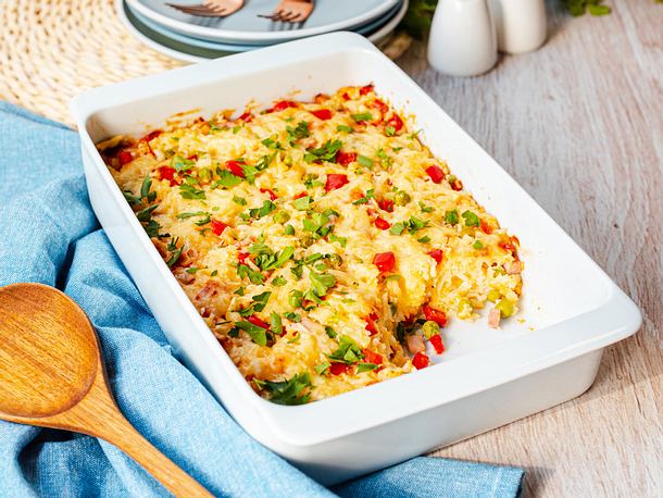 Reis-Auflauf-mit-Schinken-und-Erbsen-Rezept Reis-Auflauf-mit-Schinken-und-Erbsen-Rezept