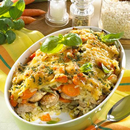 Reisauflauf mit Bratwurst Rezept Reisauflauf mit Bratwurst Rezept