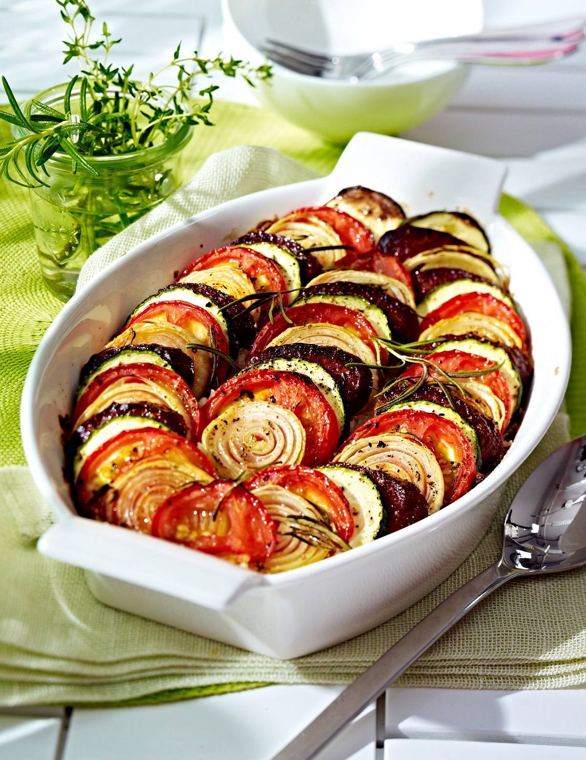 Reisauflauf mit Tomaten, Zucchini und Chorizo Rezept