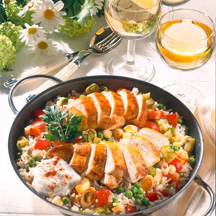 Reispfanne mit Hähnchenfilet Rezept Reispfanne mit Hähnchenfilet Rezept
