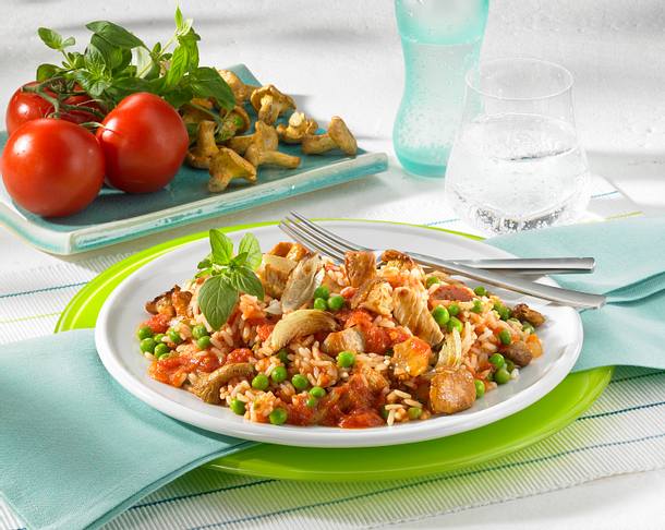 Reispfanne mit Pfifferlingen Rezept Reispfanne mit Pfifferlingen Rezept