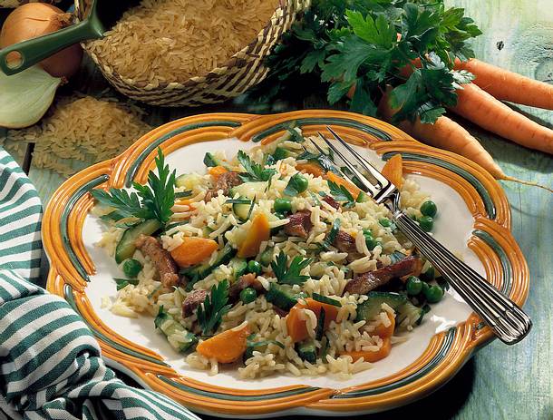 Reispfanne mit Schnitzelfleisch Rezept Reispfanne mit Schnitzelfleisch Rezept