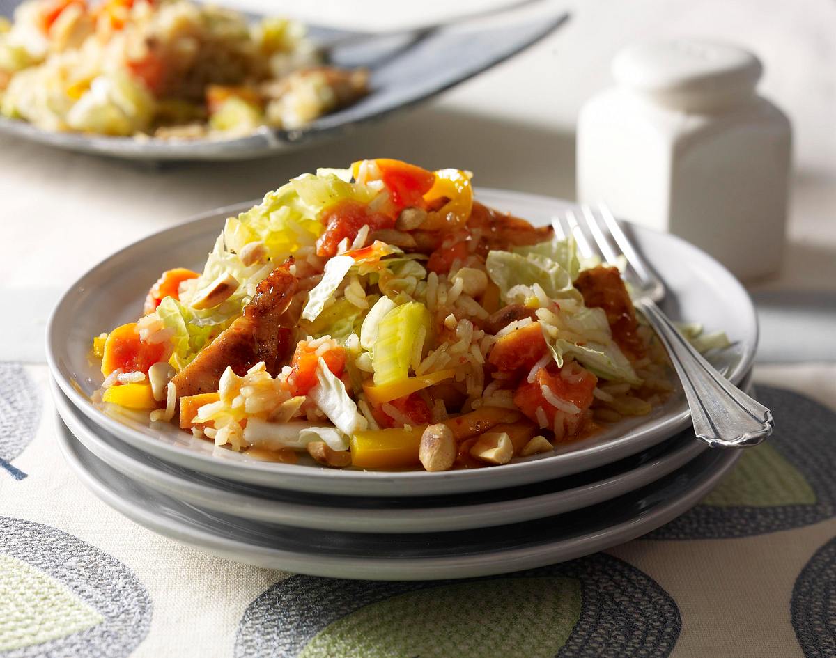 Reissalat mit gebratenem Hähnchen Rezept