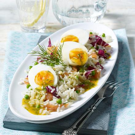 Reissalat mit Lachs in Honig-Senf-Soße Rezept Reissalat mit Lachs in Honig-Senf-Soße Rezept