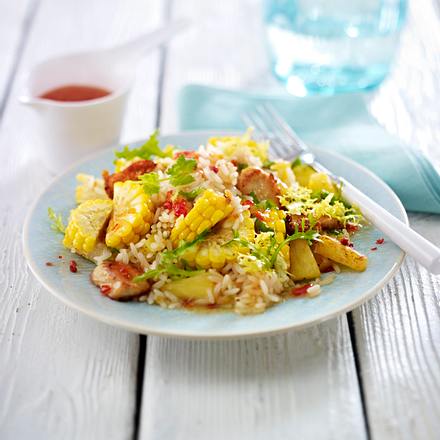 Reissalat mit Hähnchenfilet und süß-saurer Asiasoße Rezept