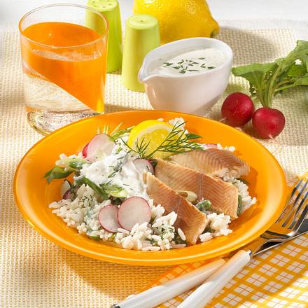 Reissalat mit Räucherforelle (Diabetiker) Rezept Reissalat mit Räucherforelle (Diabetiker) Rezept