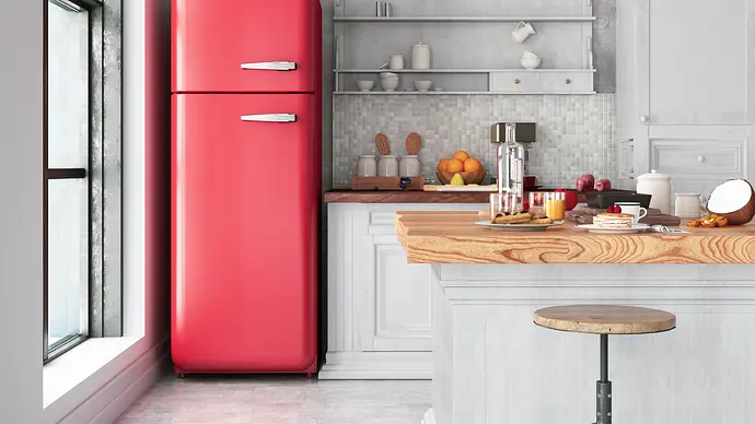 Retro-Kühlschrank bringt einen 50er-Jahre-Look in deine Küche. - Foto: iStock/ asbe Retro-Kühlschrank bringt einen 50er-Jahre-Look in deine Küche. - Foto: iStock/ asbe