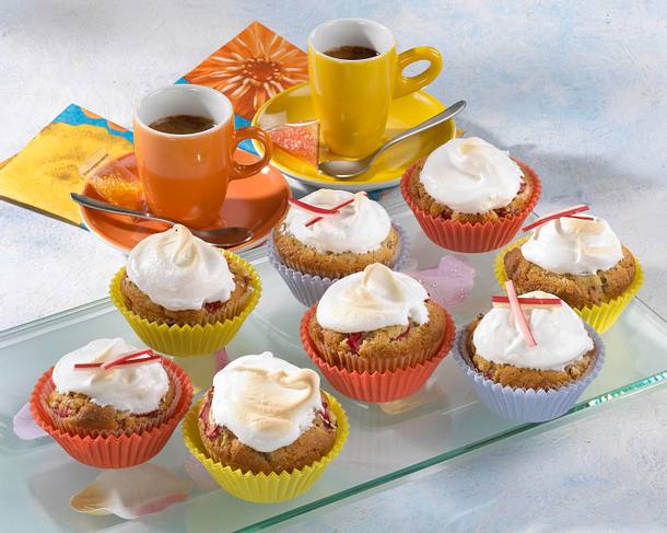 Rhabarber-Baiser-Muffins Rezept Rhabarber-Baiser-Muffins Rezept