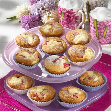 Rhabarber-Käsekuchen-Muffins Rezept