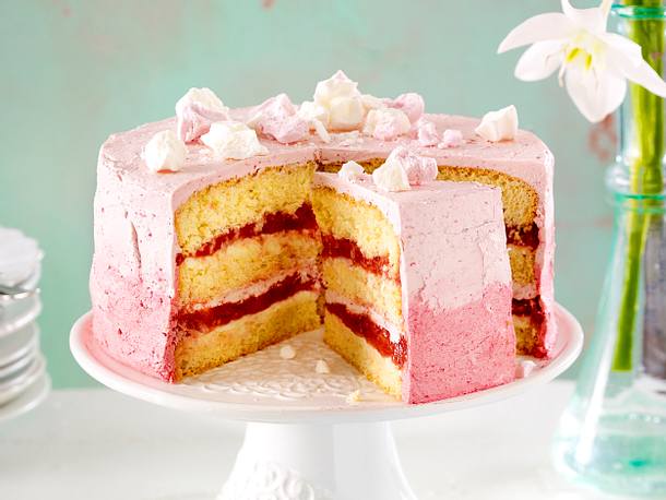 Rhabarber-Ombre-Torte Rezept Rhabarber-Ombre-Torte Rezept