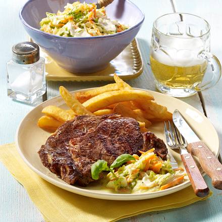 Rib Eye-Steak mit Cole Slaw Rezept