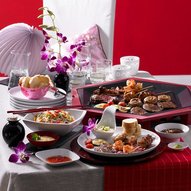 Rinderfilet, Schweinebauch und Garnelen Rezept Rinderfilet, Schweinebauch und Garnelen Rezept