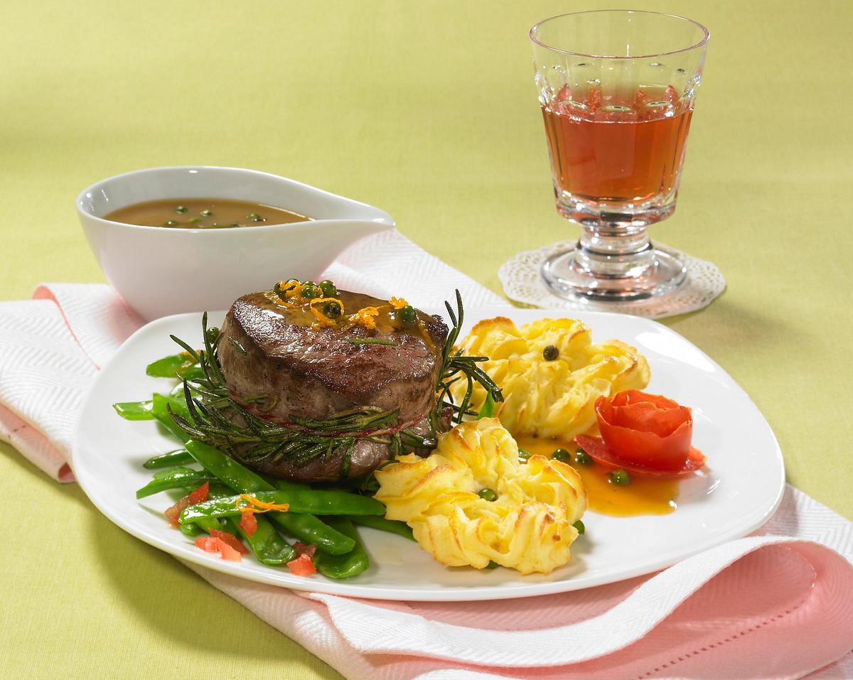 Rinderfiletsteak mit Zuckerschoten Rezept