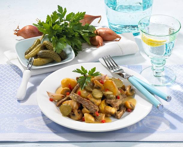 Rindergeschnetzeltes à la Boeuf Stroganoff Rezept Rindergeschnetzeltes à la Boeuf Stroganoff Rezept