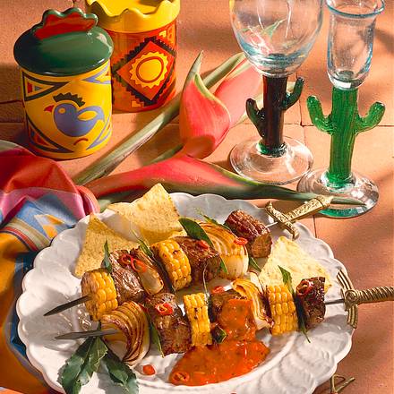 Rindfleischspieße mit Chilisoße Rezept