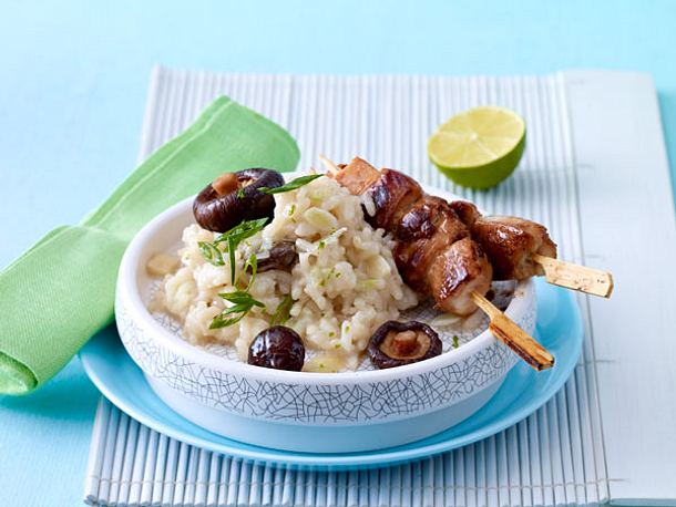 Risotto japanisch mit Teriyaki-Spießen Rezept Risotto japanisch mit Teriyaki-Spießen Rezept