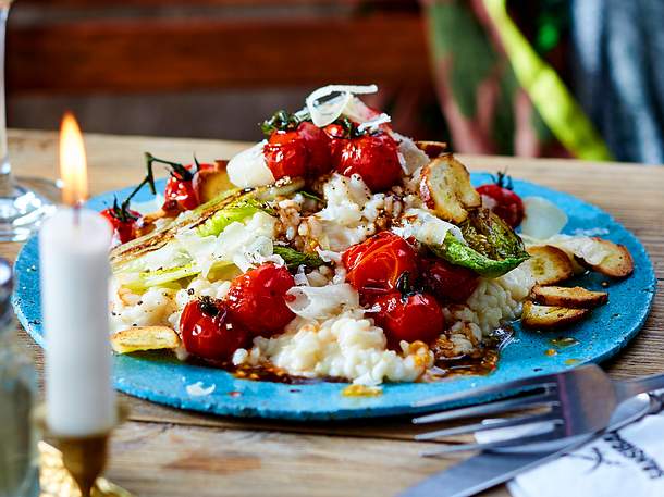 Risotto „Käpt’n Caesar“ mit gebratenen salatherzen Rezept