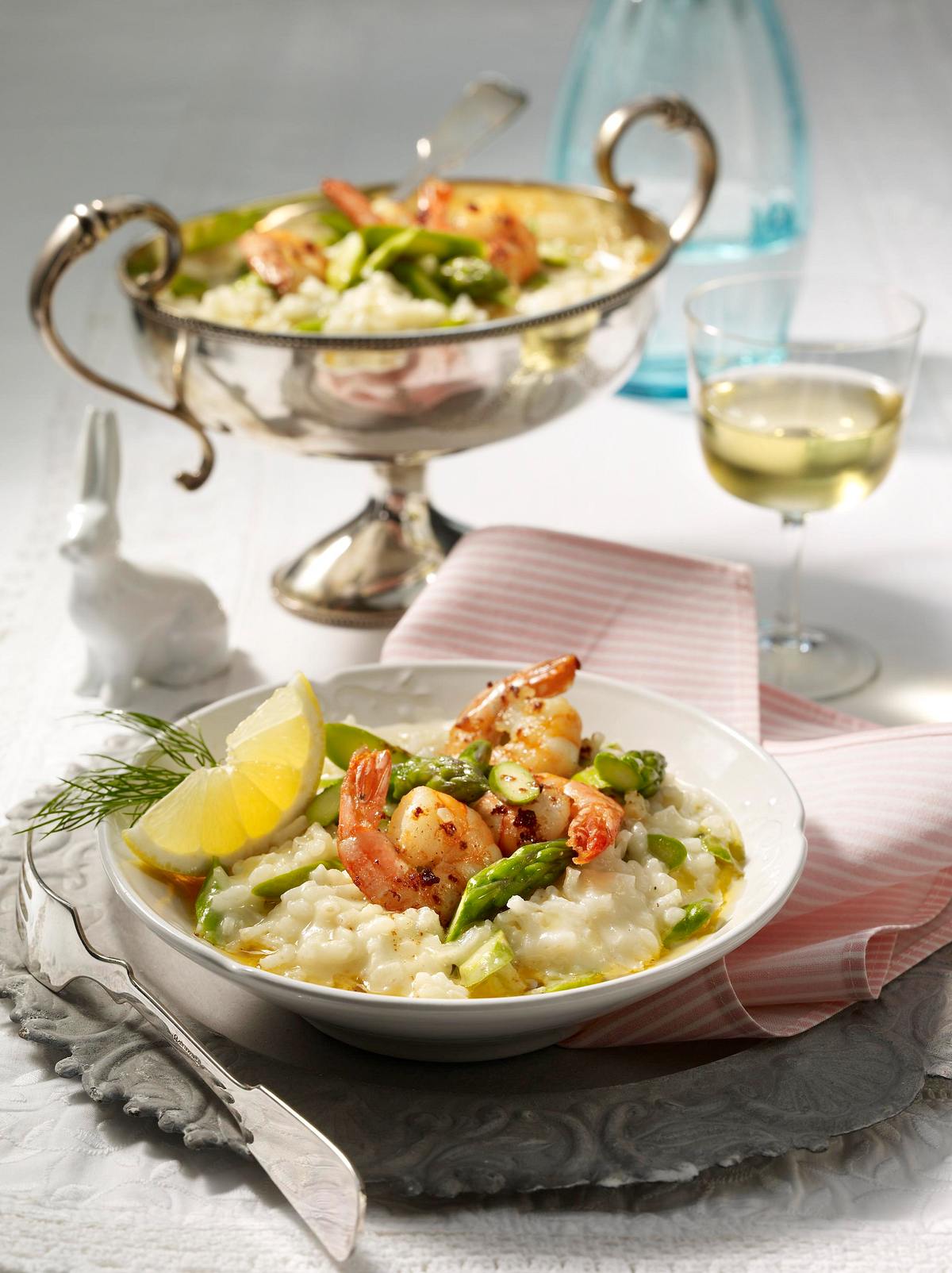 Risotto mit grünem Spargel und Garnelen Rezept